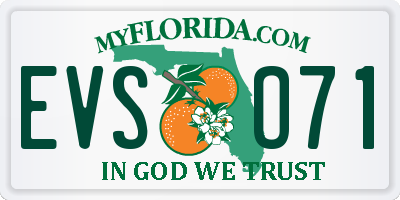 FL license plate EVSO71