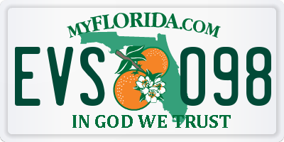 FL license plate EVSO98
