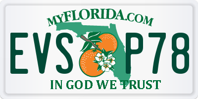 FL license plate EVSP78