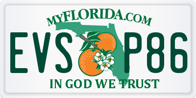 FL license plate EVSP86