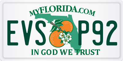 FL license plate EVSP92