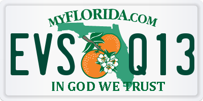 FL license plate EVSQ13