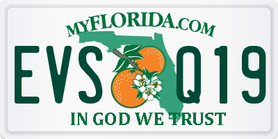 FL license plate EVSQ19