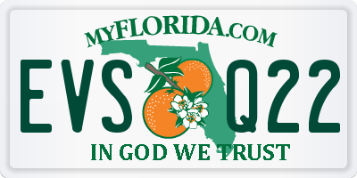 FL license plate EVSQ22