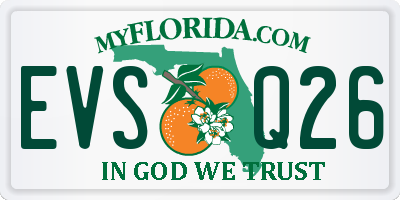 FL license plate EVSQ26
