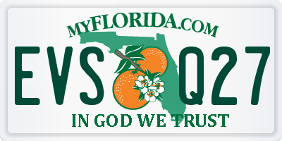 FL license plate EVSQ27