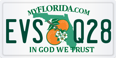 FL license plate EVSQ28