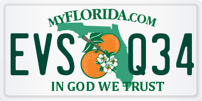 FL license plate EVSQ34
