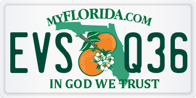 FL license plate EVSQ36