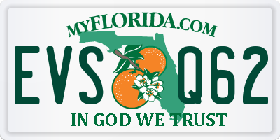 FL license plate EVSQ62