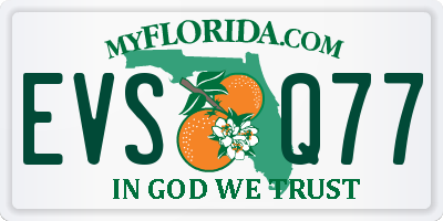 FL license plate EVSQ77