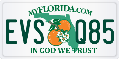 FL license plate EVSQ85