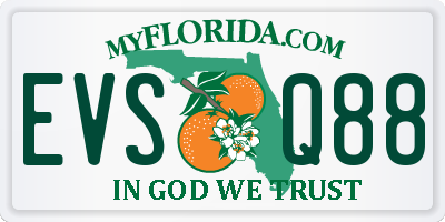 FL license plate EVSQ88