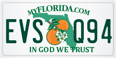 FL license plate EVSQ94