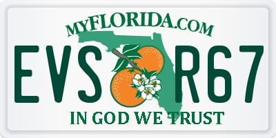 FL license plate EVSR67