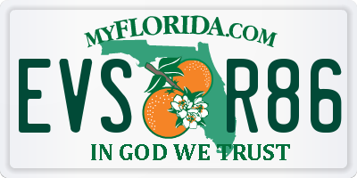 FL license plate EVSR86