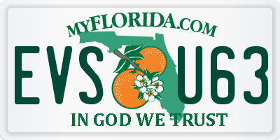 FL license plate EVSU63