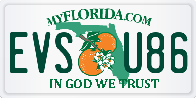 FL license plate EVSU86