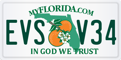 FL license plate EVSV34