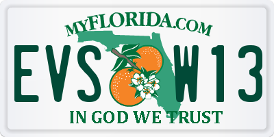 FL license plate EVSW13