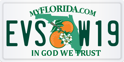 FL license plate EVSW19