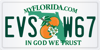 FL license plate EVSW67