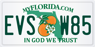FL license plate EVSW85