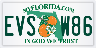 FL license plate EVSW86