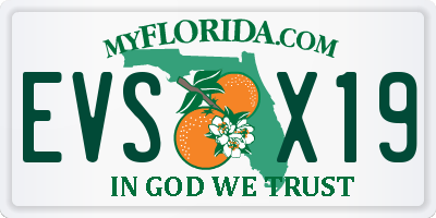 FL license plate EVSX19