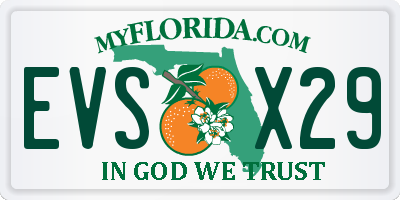 FL license plate EVSX29