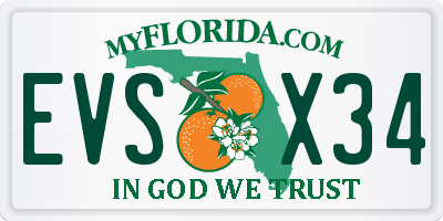 FL license plate EVSX34