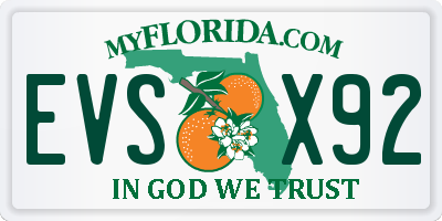 FL license plate EVSX92