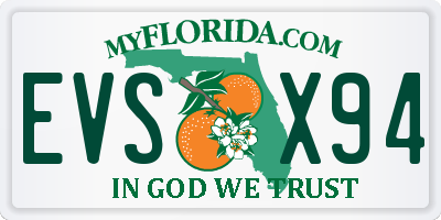 FL license plate EVSX94