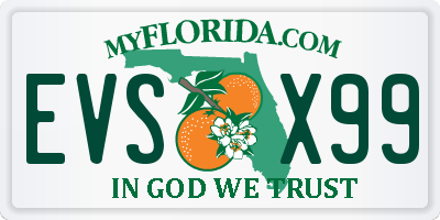 FL license plate EVSX99