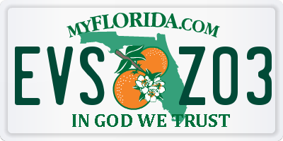 FL license plate EVSZ03