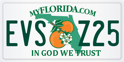 FL license plate EVSZ25