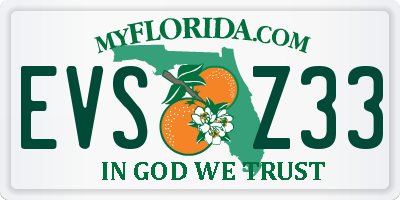 FL license plate EVSZ33