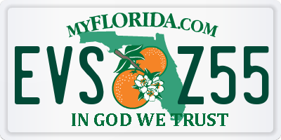 FL license plate EVSZ55