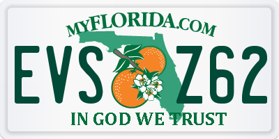 FL license plate EVSZ62