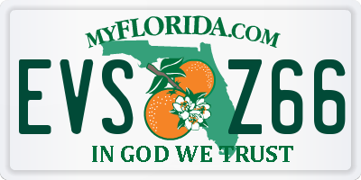 FL license plate EVSZ66