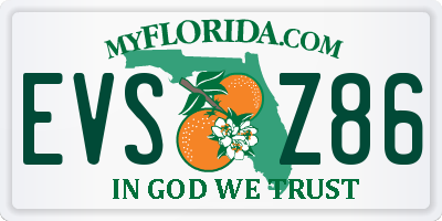 FL license plate EVSZ86