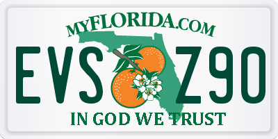 FL license plate EVSZ90