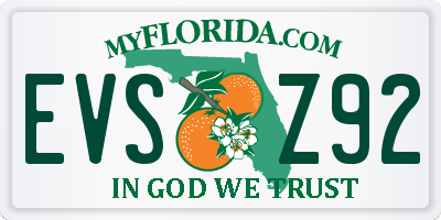 FL license plate EVSZ92
