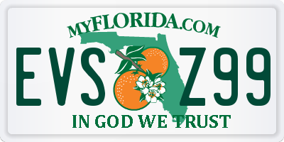 FL license plate EVSZ99