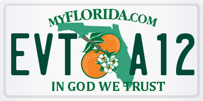FL license plate EVTA12