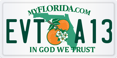 FL license plate EVTA13