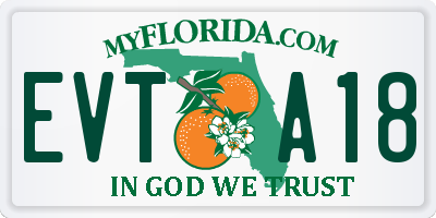 FL license plate EVTA18