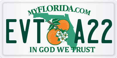 FL license plate EVTA22