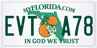 FL license plate EVTA78