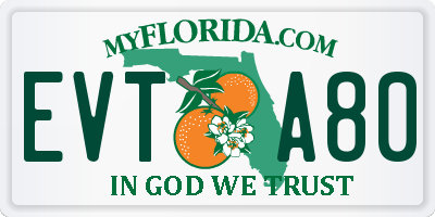 FL license plate EVTA80
